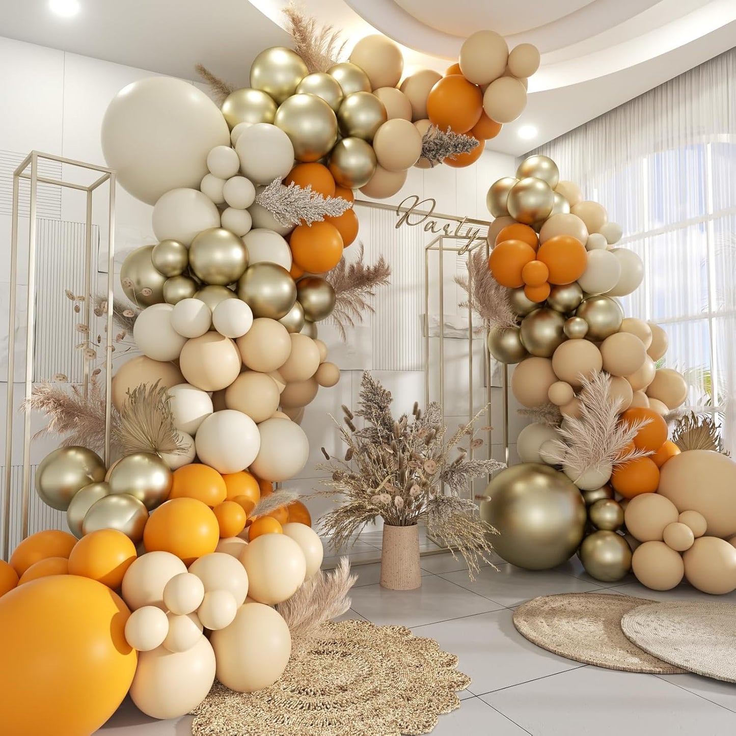 Yellow White Nude Gold Balloon Garland Arch Kit, 160Pcs Boho Latex Balloons Different Sizes 18 12 10 5 inch for Birthday Baby Shower Anniversary Party Decorations