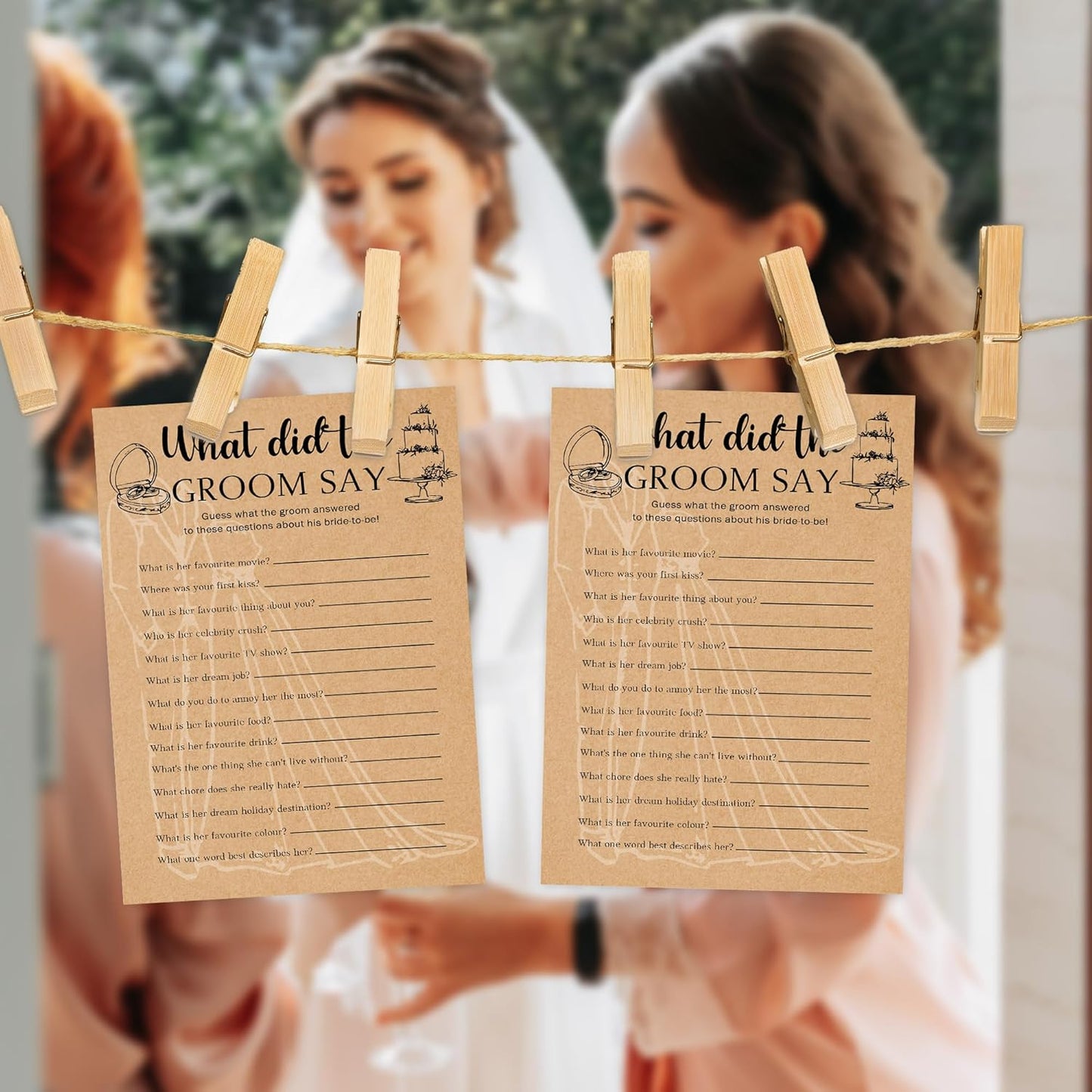 Bridal Shower Games, Set of 30 Cards, What Did The Groom Say, Engagement Party Rustic Wedding Shower Games