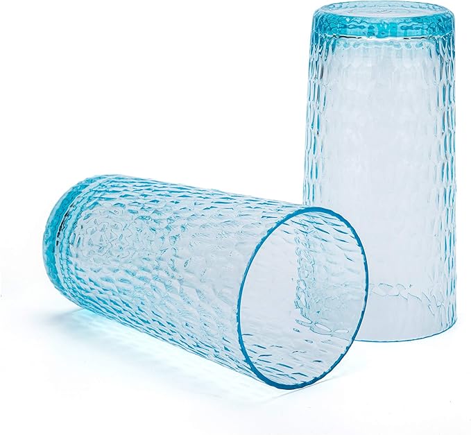 KX-WARE 22-ounce Honeycomb Highball Glasses Plastic Tumbler Acrylic Glasses, set of 6 Multicolor