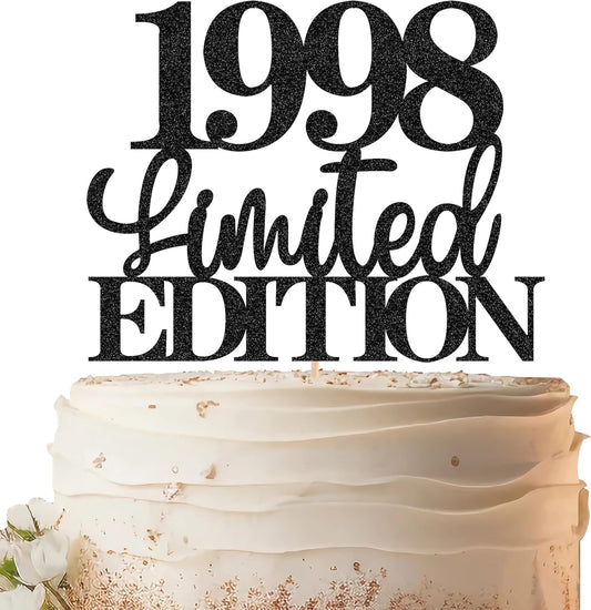 Limited EDITION 1998 Cake Topper - Black Glitter Happy 27th Birthday Party Cake Decoration Supplies, Cheer to 27 Years Cake Bunting Decor for 27th Birthday Party Photo Booth Props