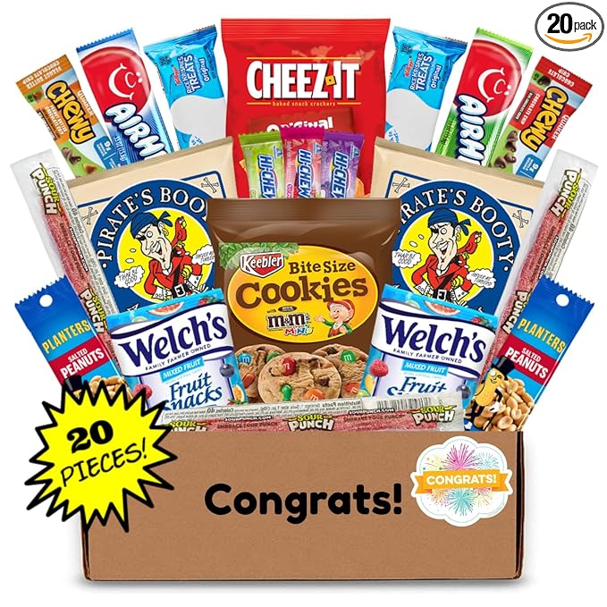 Hangry Kits Congratulations Gifts For Men And Women - Send-Congratulations Gift Basket Care Package To A Friend Or Loved One. Delicious Variety Of Comforting Snacks