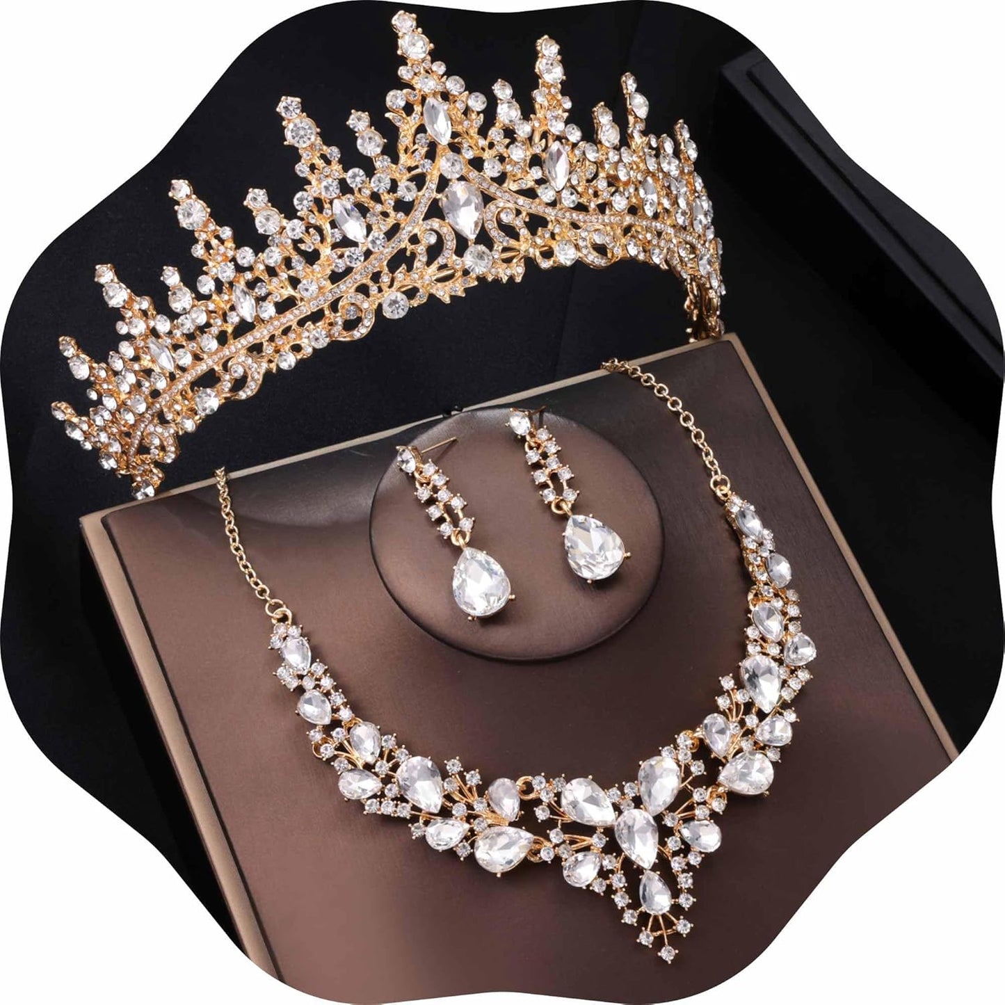 Kamirola Tiaras and Crowns for Women,Tiaras Earrings Necklace, Crystal Bridal Jewelry Set（TR83