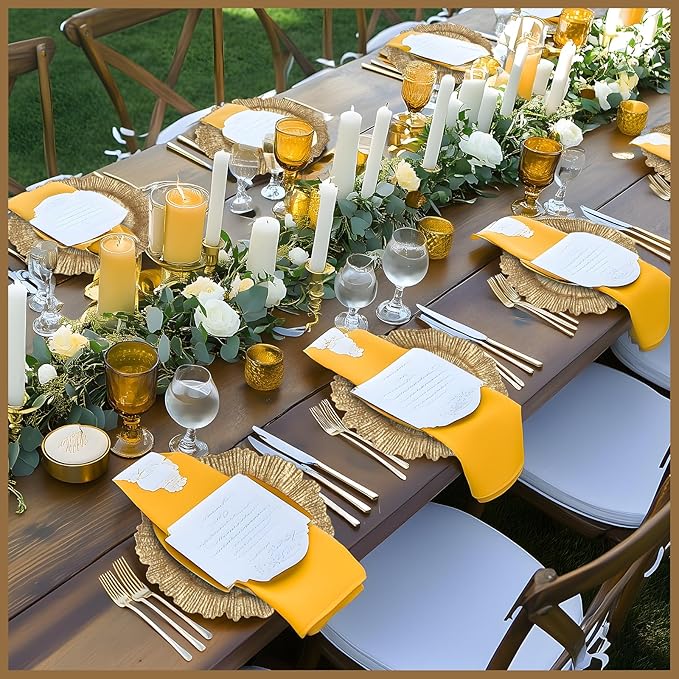 MAONAME 13" Gold Charger Plates Set of 50, Reef Plate Charger Bulk, Round Chargers for Dinner Plates, Plastic Table Chargers for Wedding Decor