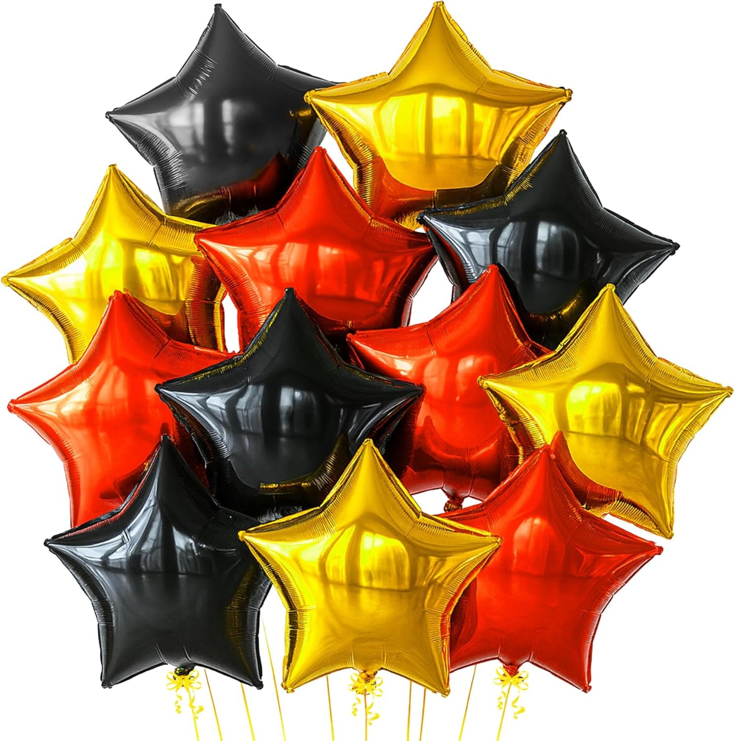 KatchOn, Huge, Red Black and Gold Star Balloons - 18 Inch, Pack of 12 | Red, Black and Gold Party Decorations, Star Foil Balloons | Carnival Decorations, Birthday Party Decorations, Casino Night Decor