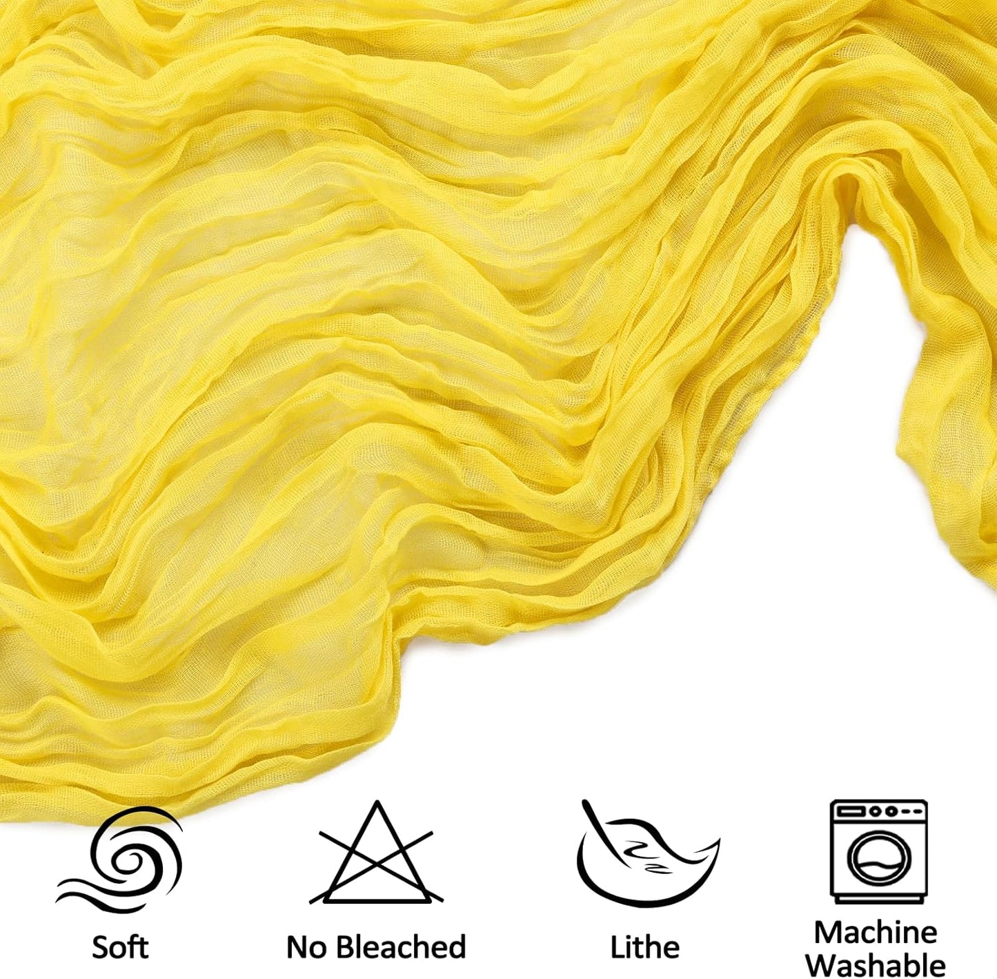 6 Pack 10FT Lemon Yellow Cheesecloth Table Runner 35x120 Inch Gauze Rustic Boho Table Runner Cheese Cloth for Wedding Decor Birthday Party Bridal Baby Shower Table Centerpiece Decoration