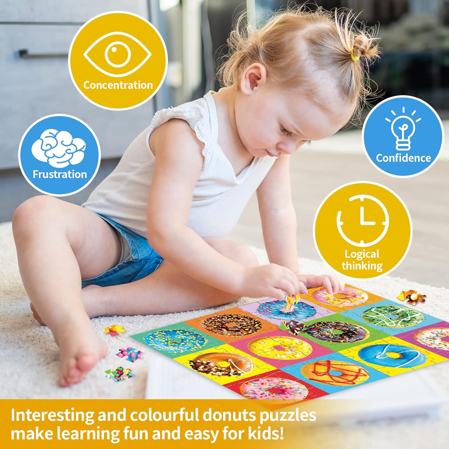 100 Piece Donuts Jigsaw Puzzle for Kids Teens Age 4-8 Gift Family Time (Donuts)