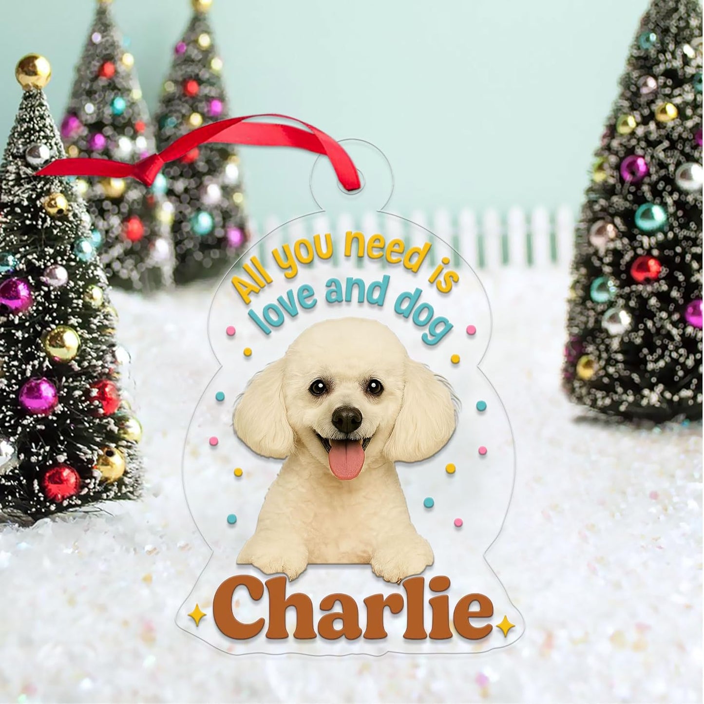 Custom Pet Photo with Name Ornament, Personalized Pet Gift, Gift For Pet Lover, Christmas Pet Decor Acrylic Ornament – Personalized Christmas Tree Decoration, Custom Holiday