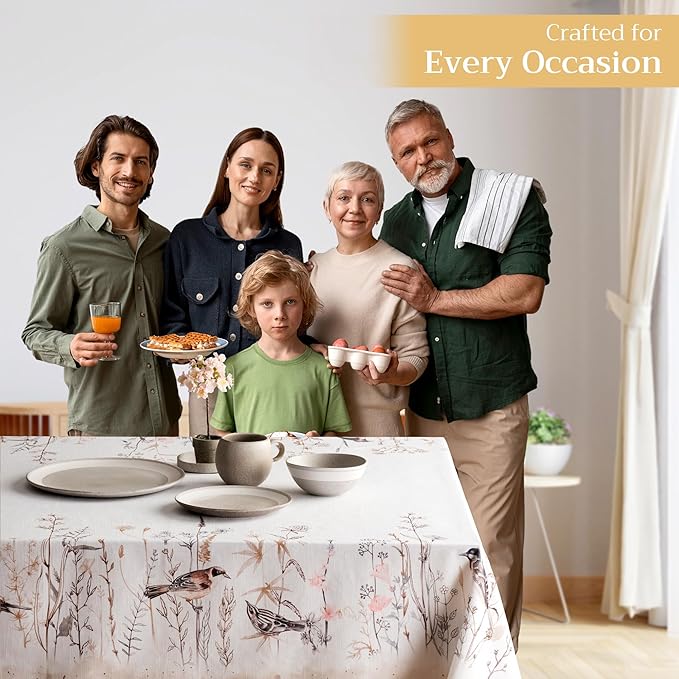 Maison d' Hermine Table Cloth Rectangle Table 100% Cotton 70 x 108 Inches Tablecloth Reusable Decorative for Dining Room Farmhouse Home Valentines Day Decorations Spring Summer- Meadow Florals - Brown