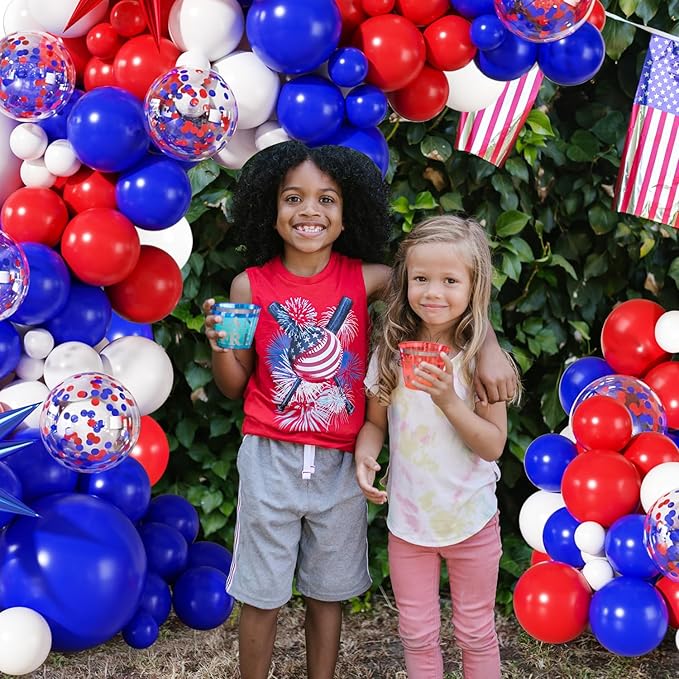Red White and Blue Balloon Garland Arch Kit, 140Pcs Blue Red White 4th of July Balloons for Patriotic Decorations 4th of July Memorial Day Graduation Baseball Birthday Party Decorations