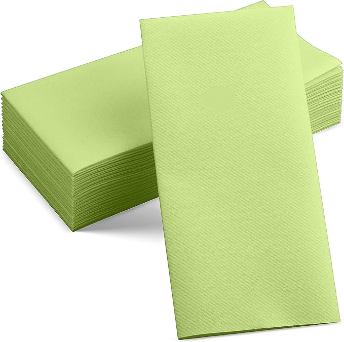 Disposable Linen-Feel Light Green Napkins, 12" x 17" Cloth-Like Paper Dinner Napkins For Wedding, Bathroom, Party Or Event, 50 Pack