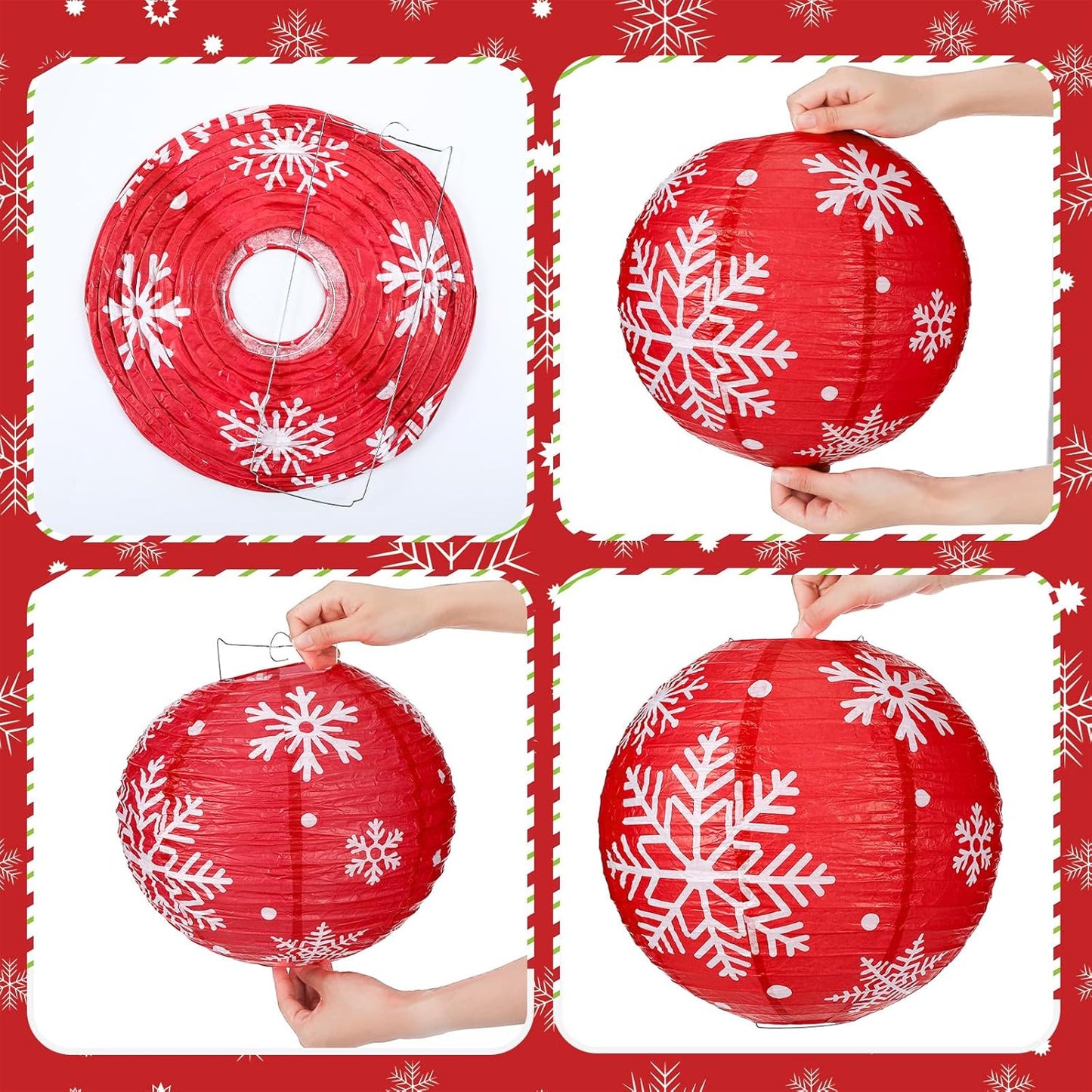 Bencailor 12 Pcs Christmas Hanging Paper Lanterns Set Decorative Christmas Party Lanterns Round Hanging Lamps for Xmas Home Decoration Supplies Props Graduation Holiday Decor(Noble, 12 Inch)