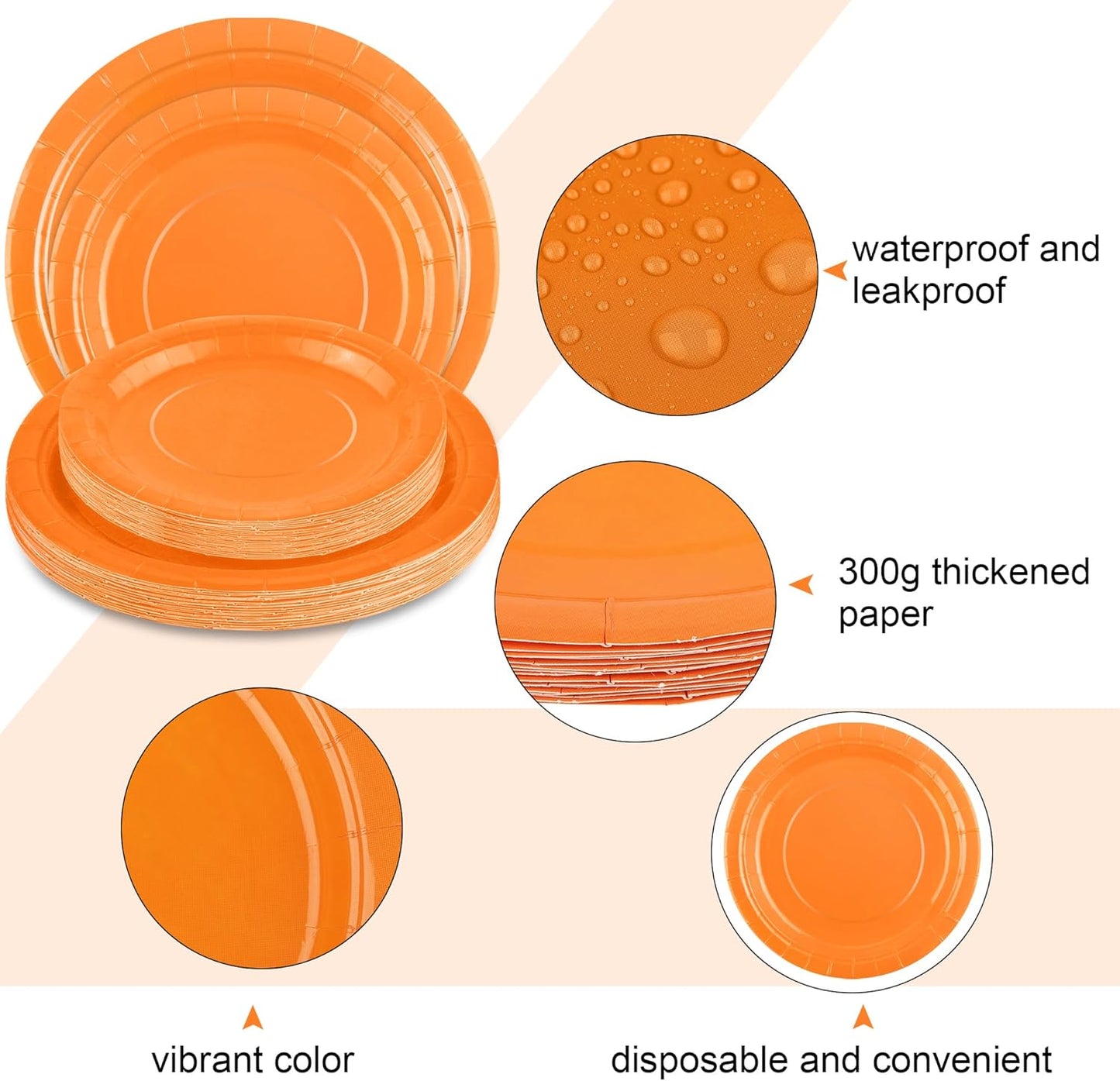 Ruisita 48 Pieces Orange Party Supplies Orange Tableware Including 7 Inch and 9 Inch Paper Dinner Plates 2 Ply Napkins for Wedding, Birthday Party, Picnic, Barbecue (Serves 16)