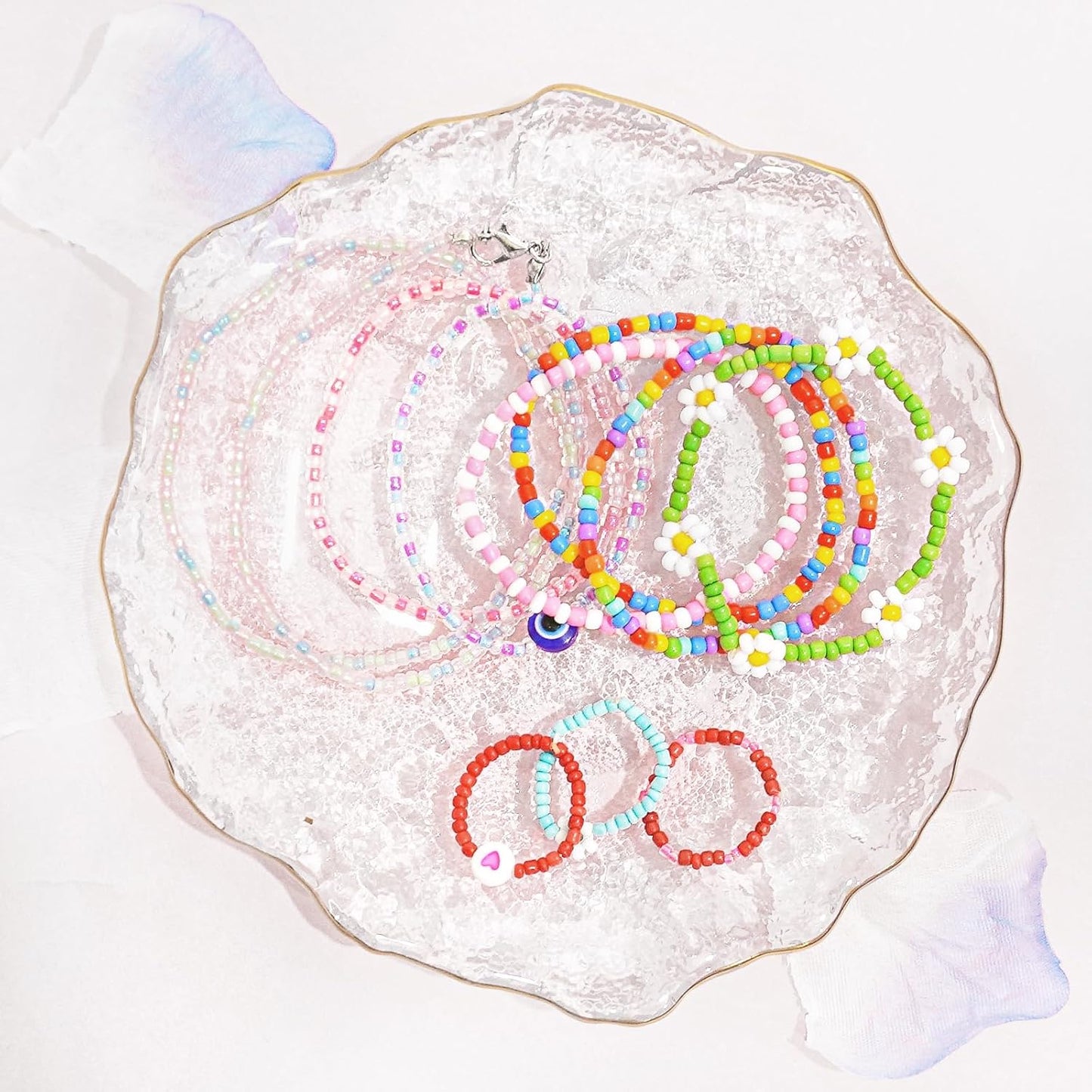 Redtwo 8000pcs 3mm Glass Seed Beads for Bracelet Making Kit, Small Beads Friendship Jewelry Making Kit, Letter Beads with Elastic String, DIY Art Craft Girls Gifts.