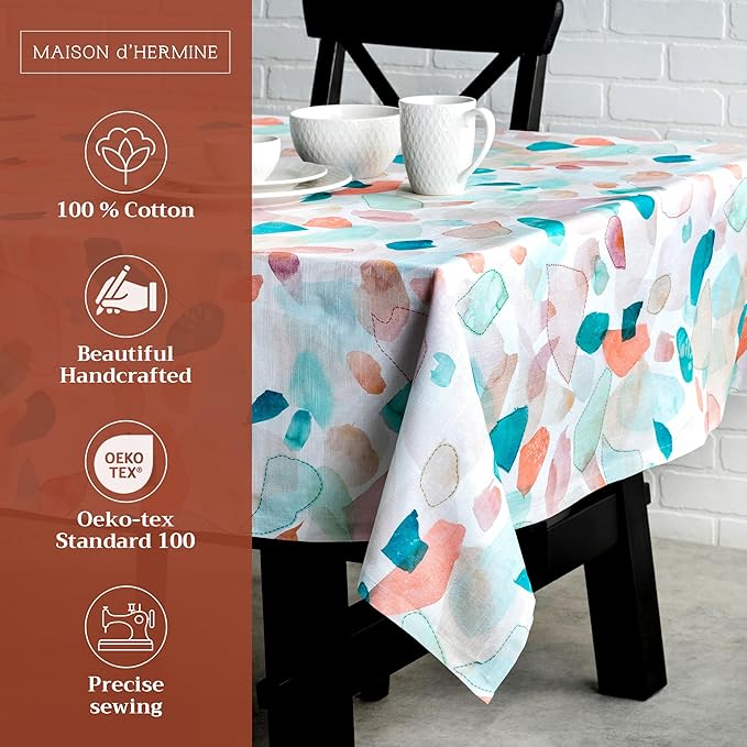 Maison d' Hermine Table Cloth Rectangle Table 100% Cotton 70 x 90 Inches Tablecloth Reusable Decorative for Dining Room Farmhouse Home Valentines Day Decorations Spring Summer - Summer Picnic