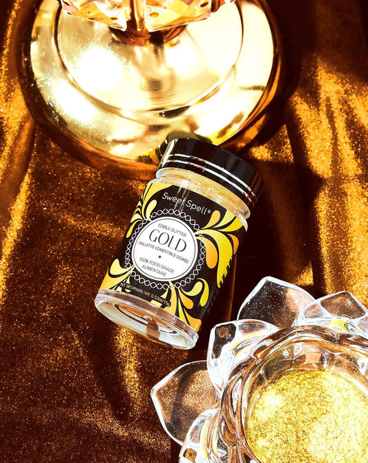 Sweet Spell Gold Edible Glitter (15g) - Shimmer Sparkles for Drinks, Cakes, Cocktails - 100% Edible & Food Grade Glitter, Vegan, Gluten-Free (Gold)