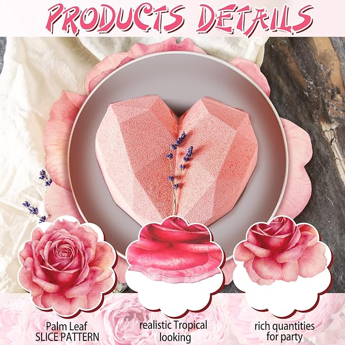 Sinmoe 100 Pack Disposable Paper Placemats Bulk 13 Inch Paper Charger Place Mat Party Charger Plates Table Place Mats for Dinner Wedding Birthday Baby Shower Spring Dining Tableware(Rose Flower)