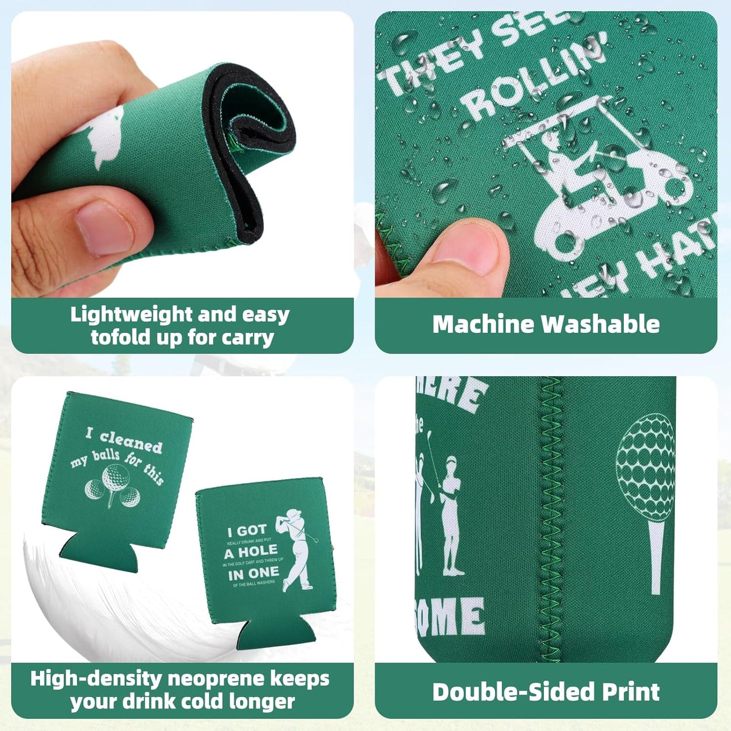 For Golf Beer Can Cooler,12 Pack Bachelor Party Can Sleeves Neoprene Insulator Drink Glasses Wedding Outdoor Activities Supplies Golfer Gifts