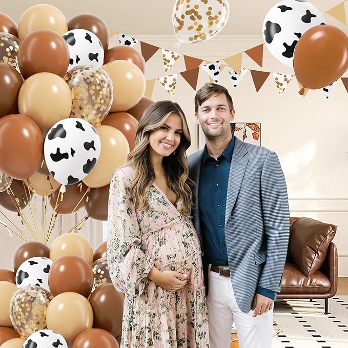 60pcs Cow Print Balloons, Latex Cow Balloons for Farm Cowboy Cowgirl Rodeo Western Baby Shower Birthday Party Decorations