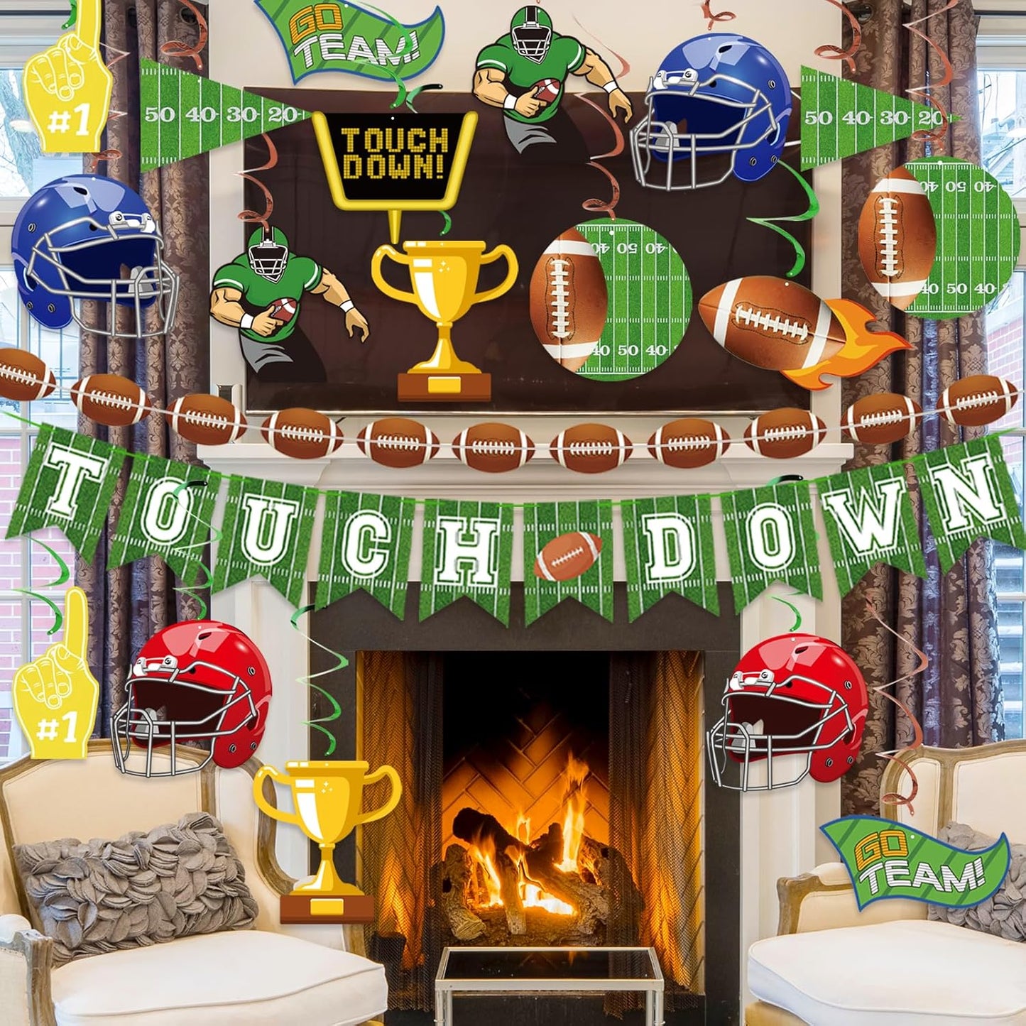 34Pcs Football Party Decorations Super Bowl Party Supplies Game Day Accessories Birthday Tailgate