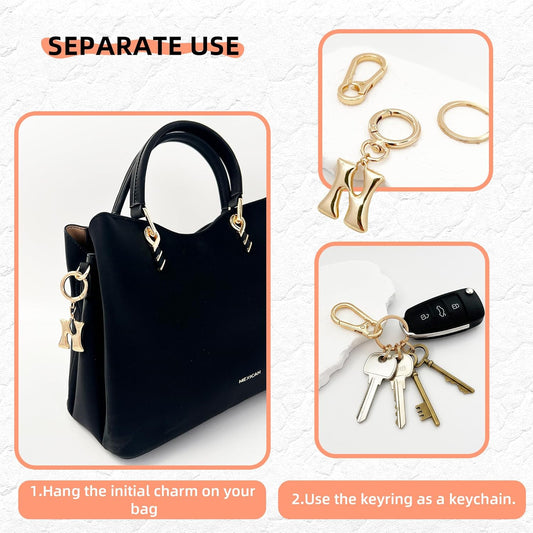 Gold Bubble Heart Initial Bag Charms for Handbags – Cute Initial Letter Keychain for Women, Purse Charms, Gold Gift