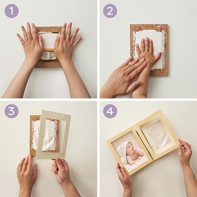 chuckle - Baby Hand and Foot Clay Print Photo Frame Keepsake Kit - Gift for Mothers Day, New Mum and Parents Newborn Baby Shower Party and Nursery Room Decoration - White