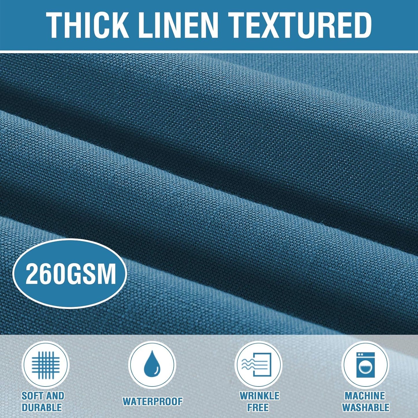 H.VERSAILTEX Linen Textured Table Cloths 54 x 108 Inch Premium Solid Tablecloth Spill-Proof Waterproof Table Cover for Dining Buffet Feature Extra Soft and Thick Fabric Wrinkle Free, Ink Blue