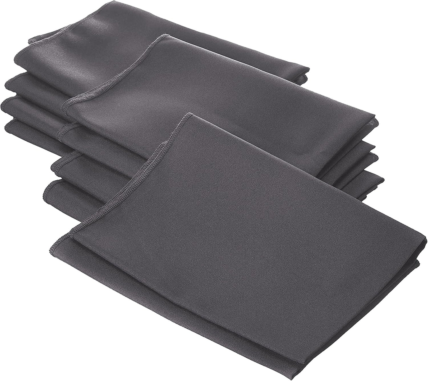 LA Linen 10-Pack Poly Poplin Napkin, Soft Cloth Napkins, Washable Reusable Napkins, Stain and Wrinkle Resistance Table Napkins for Dinner, Wedding, Parties, 18 by 18-Inch, Charcoal