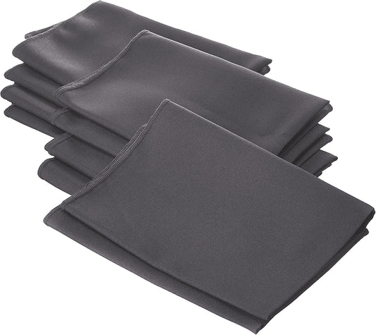 LA Linen 10-Pack Poly Poplin Napkin, Soft Cloth Napkins, Washable Reusable Napkins, Stain and Wrinkle Resistance Table Napkins for Dinner, Wedding, Parties, 18 by 18-Inch, Charcoal