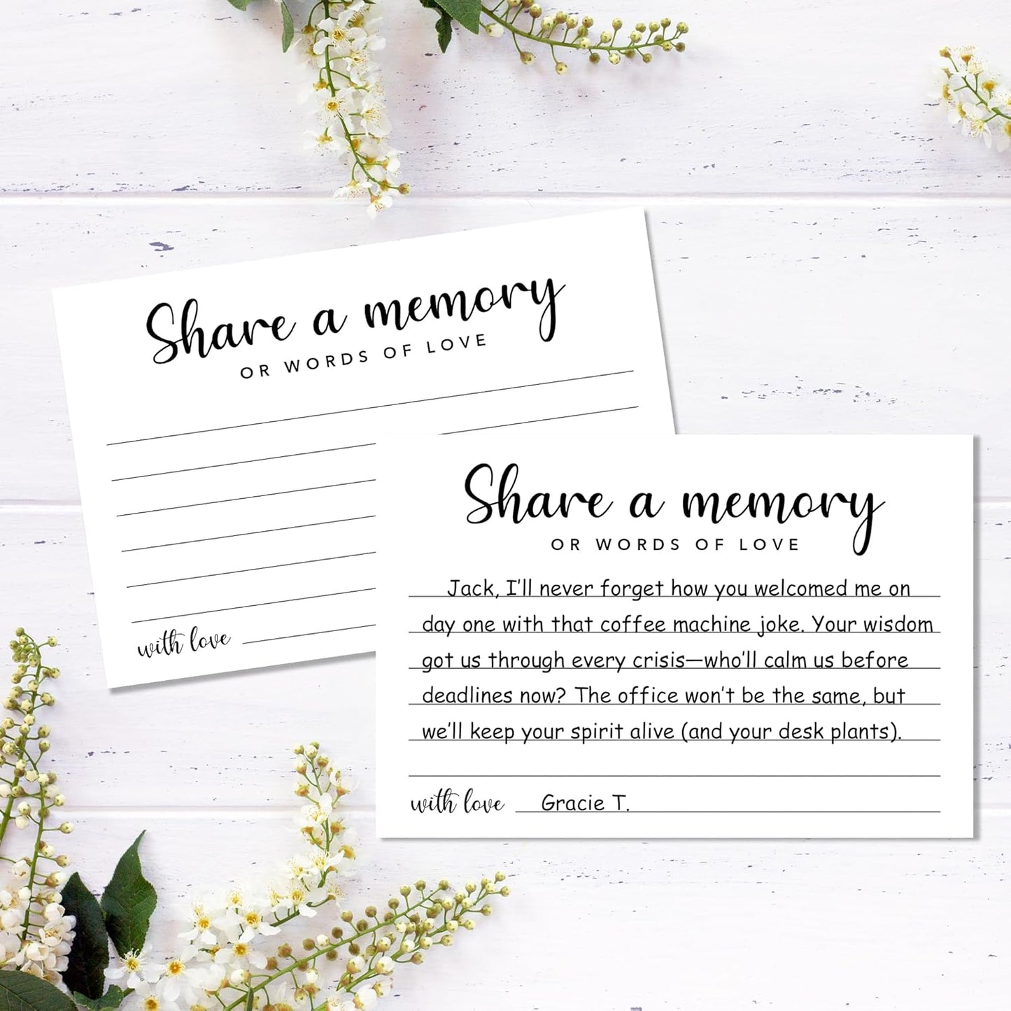 Minimalism Share a Memory Cards for Celebration of Life, Graduation, Retirement, Birthdays, Guest Book Ideas, Funeral Sign In Book For Memorial Service, 4x6 Inches Set of 50 Pcs -A06