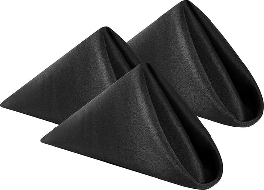 Cloth Napkins 17x17 inch Washable Polyester Dinner Napkins Soft Table Napkins for Wedding Party Dining Banquet(Black,50PCS)