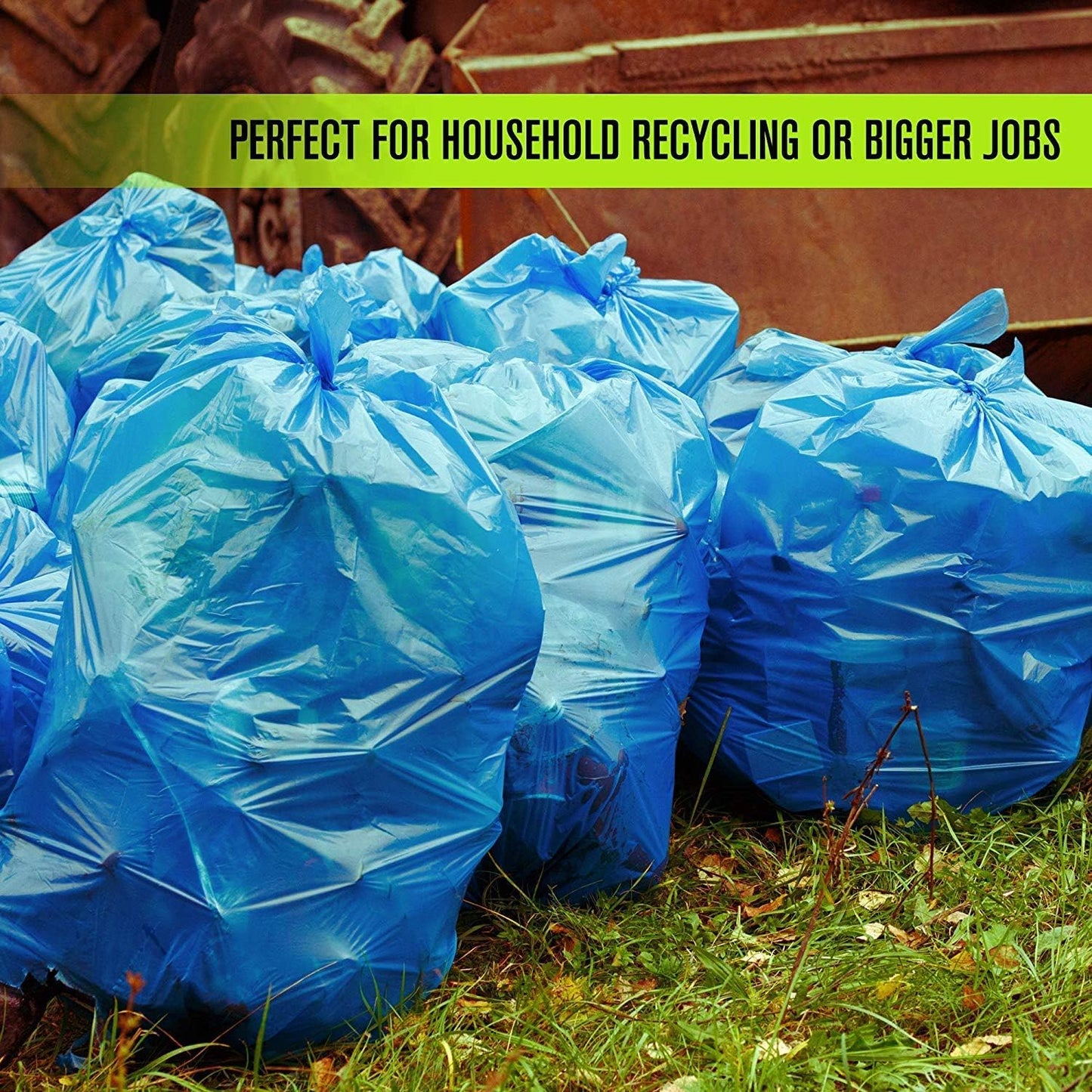 Aluf Plastics Heavy Duty 55 Gallon Blue Trash Bags - (Value 50 Pack) - 1.5 MIL equivalent Industrial Strength Plastic 35" x 55" for 50-55 Gal Cans - Fits Toter, Rubbermaid Brute, Carlislie Bronco etc.