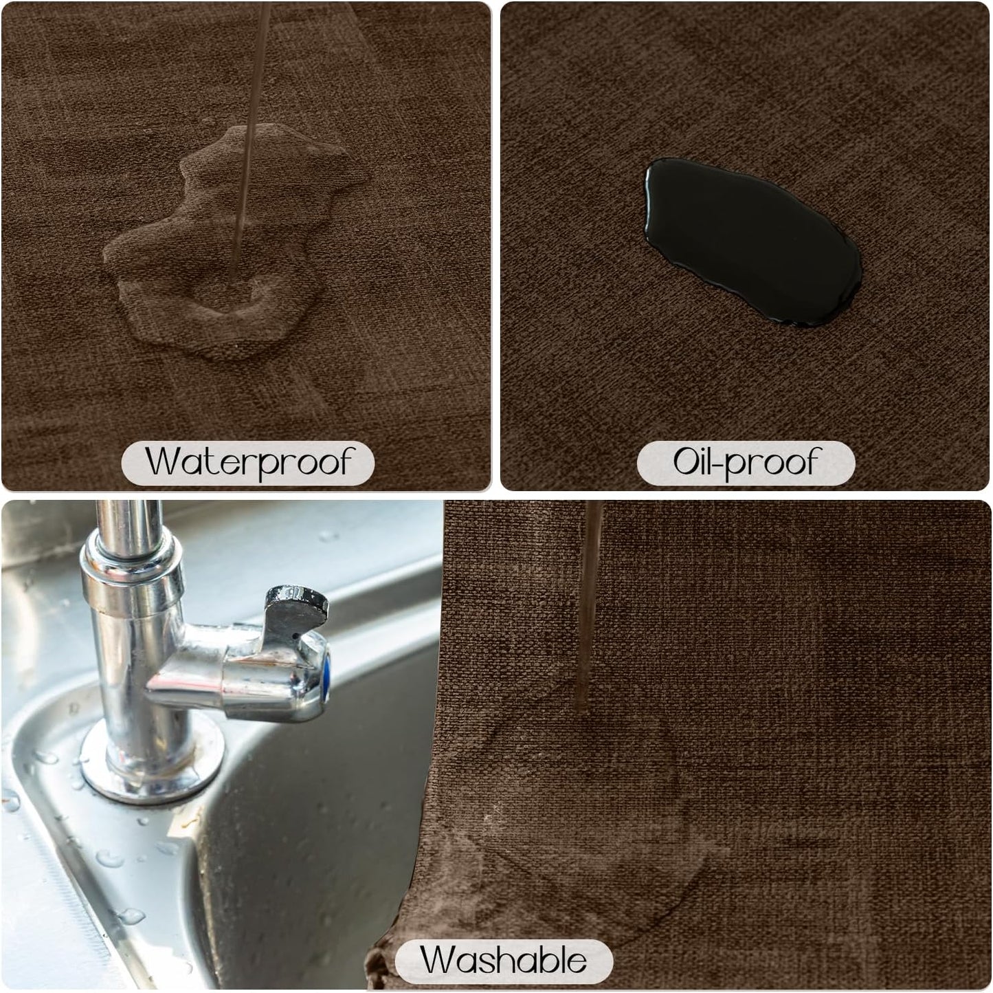 Romanstile Reversible Vinyl Placemats Set of 8, Faux Leather 100% Waterproof Oil-Proof Wipeable Place Mats, Heat Resistant Dual Sided Table Mats for Kitchen/Dining/Party (Grey Brown, 12 x 17 Inch)