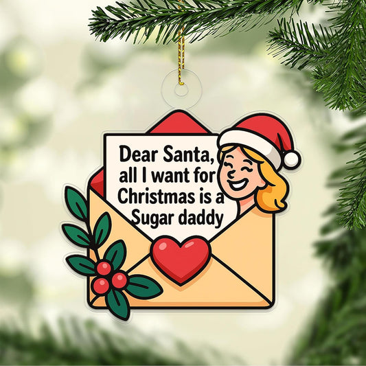 All I Want For Christmas Envelope Letter Acrylic Ornament, Funny Ornament, Envelope to Santa Ornament, Christmas Wishlist Envelope Acrylic Ornament – Personalized Christmas Tree