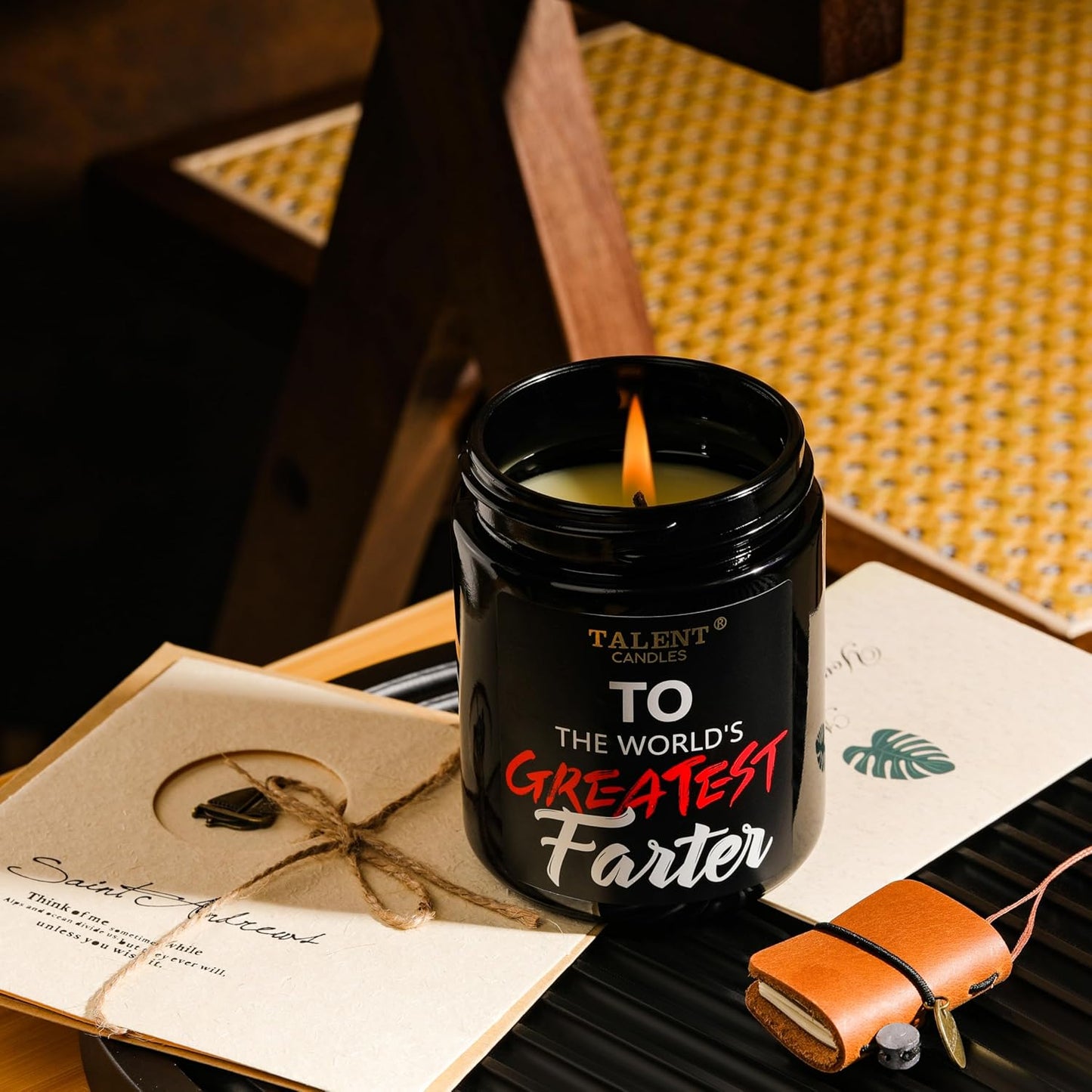 Scented Candle for Dad - Father's Day Gifts - Perfect Home Décor Gift Elegant Gift for Dad from Daughter Son Kids - 8.4oz Candle Jars - Teak Mahogany