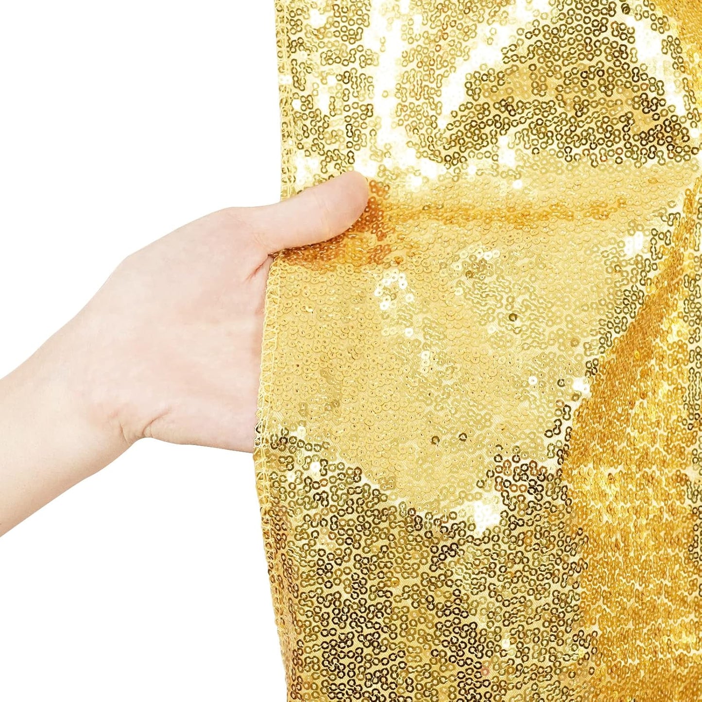 Poise3EHome 10Ft x 10Ft Gold Sequin Backdrop Curtain, Glitter Thick Not See Through Satin Background Drapes, Sparkly Opaque Photography Curtain Backdrop for Wedding Party Decor