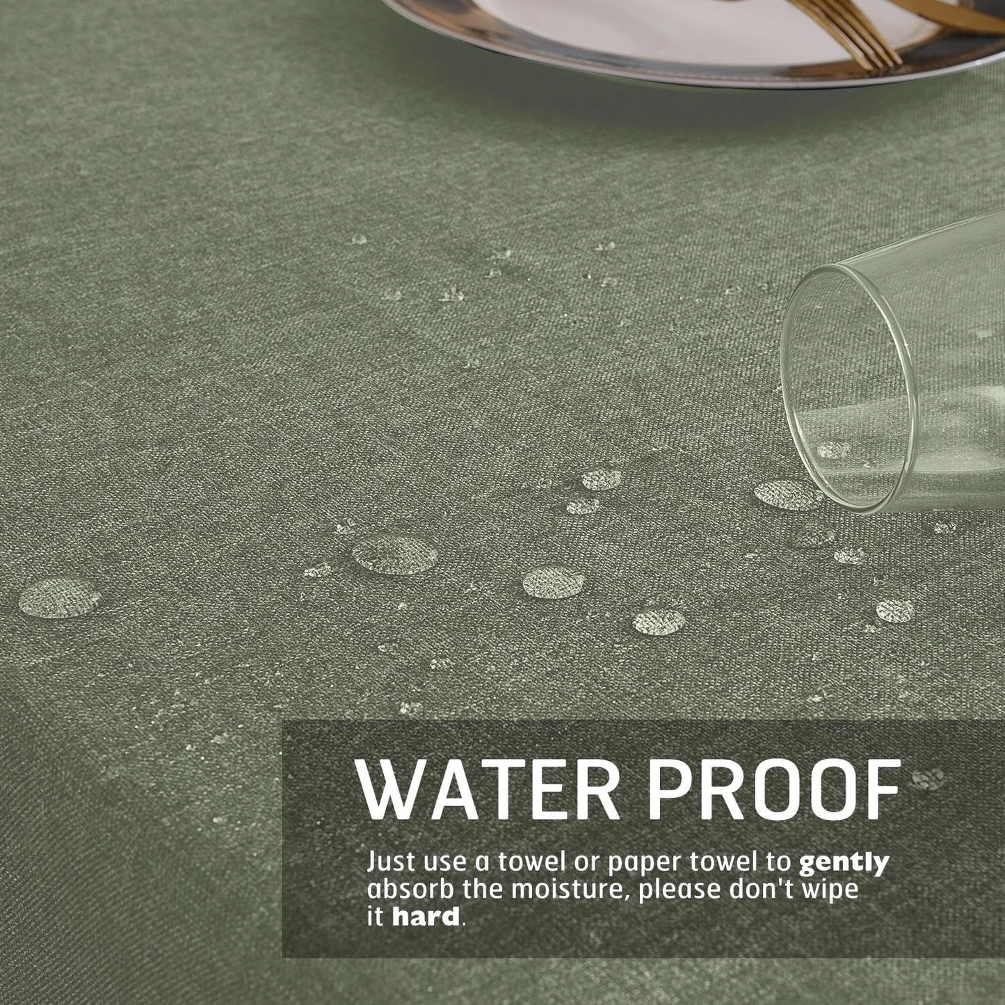 Rectangle Tablecloth Linen Textured Table Cloths 55 x 95 Inch Waterproof Spill-Proof Wipeable Wrinkle Free Dining Table Cover for Buffet Party Farmhouse Outdoor and Indoor Use, Sage Green