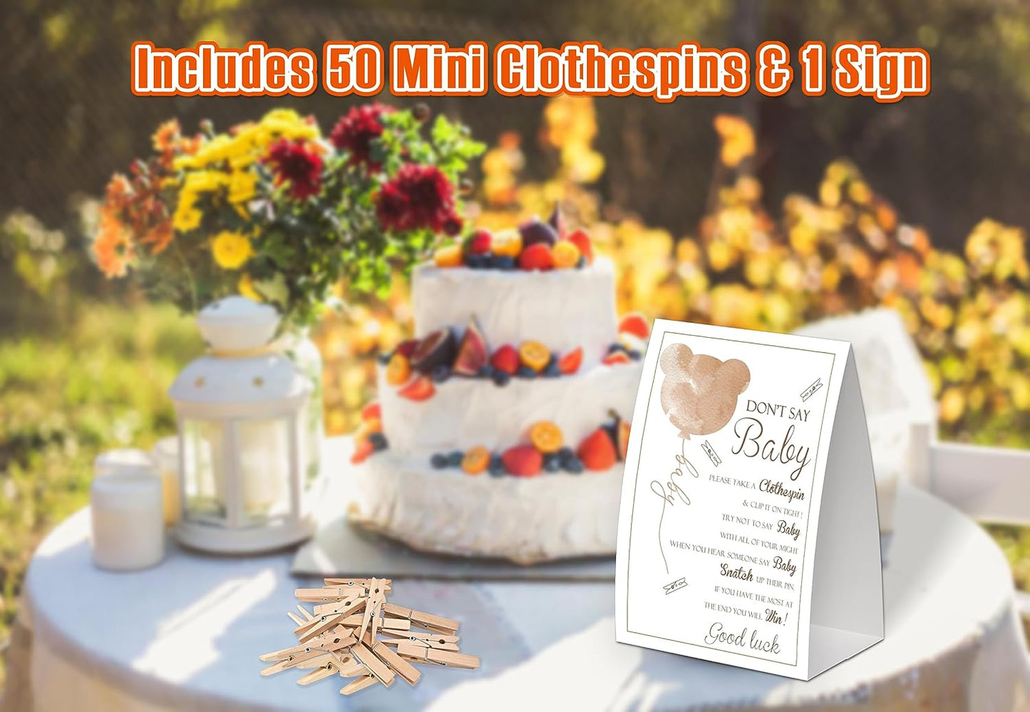 Bear Baby Shower Decorations - Gender Neutral & Fall Themed, Includes Don't Say Baby Game & Small Clothespin Game for 50 Guests