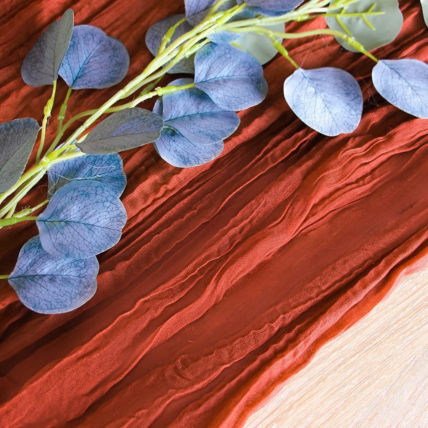 FEXIA 6 Pack Terracotta Table Runner 35x120 Inches Rust Cheesecloth Table Runner Rustic Burnt Orange Gauze for Boho Wedding Decor Reception Bridal Shower Centerpiece Engagement (Terracotta)