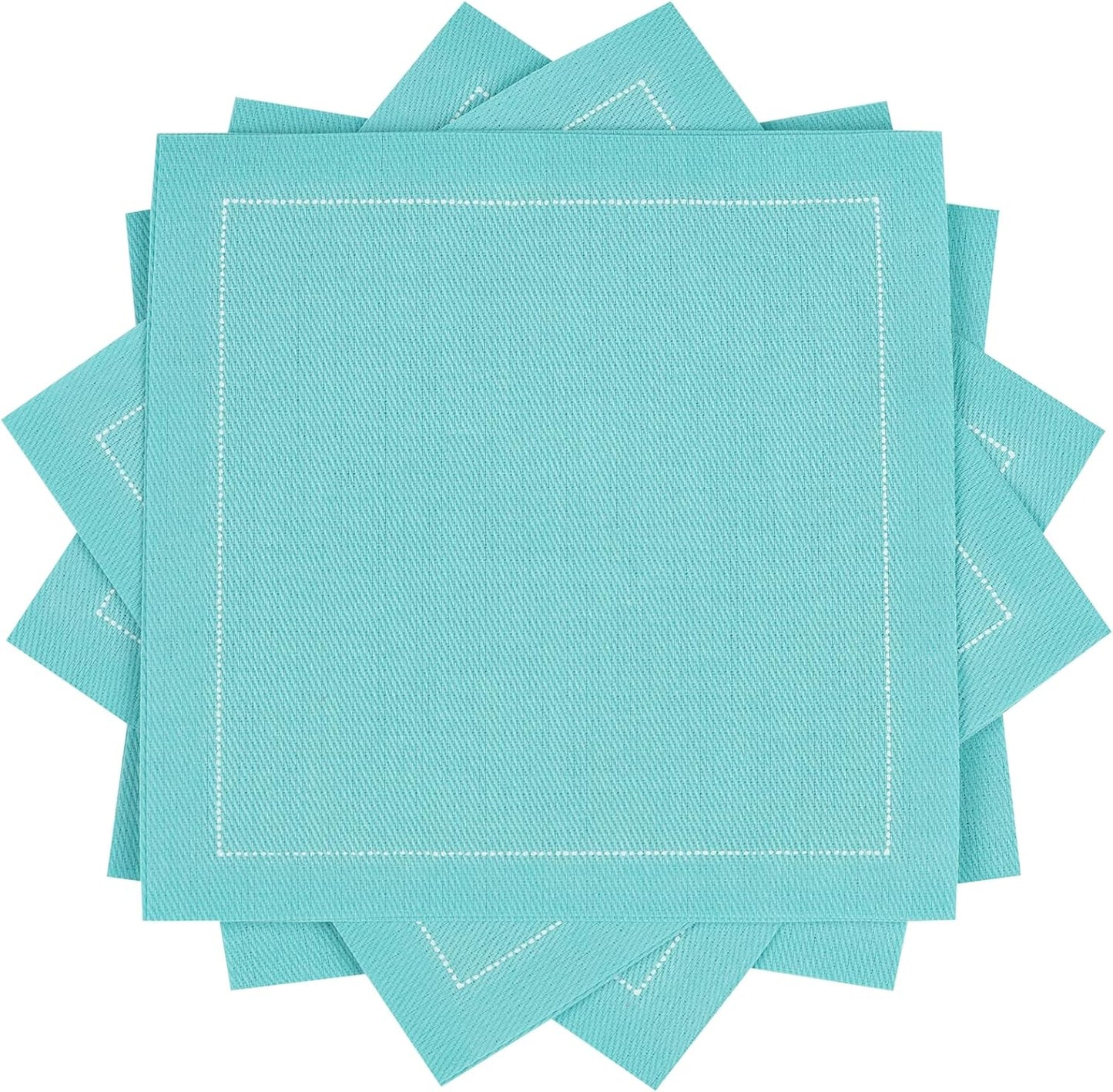 Five Star Cocktail Napkins, 50 Luxury Cotton Disposable Cocktail Party Napkins, 4.5" x 4.5" for Home Bars, Game Nights, Beverages, Birthdays, Weddings & Holidays, Sea Glass