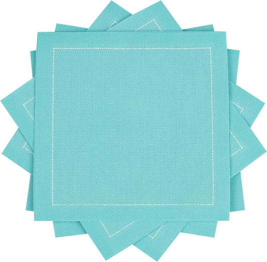 Five Star Cocktail Napkins, 50 Luxury Cotton Disposable Cocktail Party Napkins, 4.5" x 4.5" for Home Bars, Game Nights, Beverages, Birthdays, Weddings & Holidays, Sea Glass