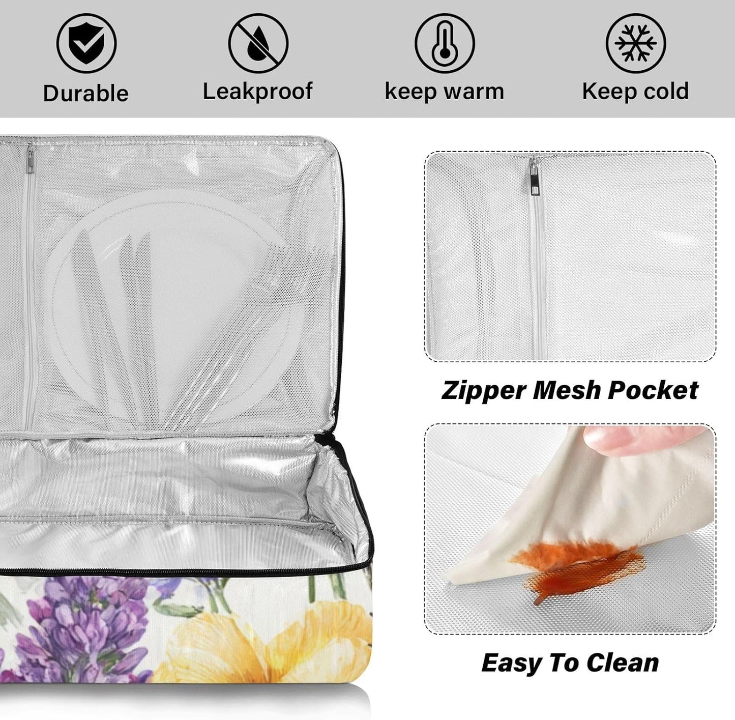 Casserole Carriers for Hot or Cold Food Reusable Casserole Dish Carrier Insulated Thermal Large Capacity Durable Perfect for Party Camping Family Gatherings Yellow Fish