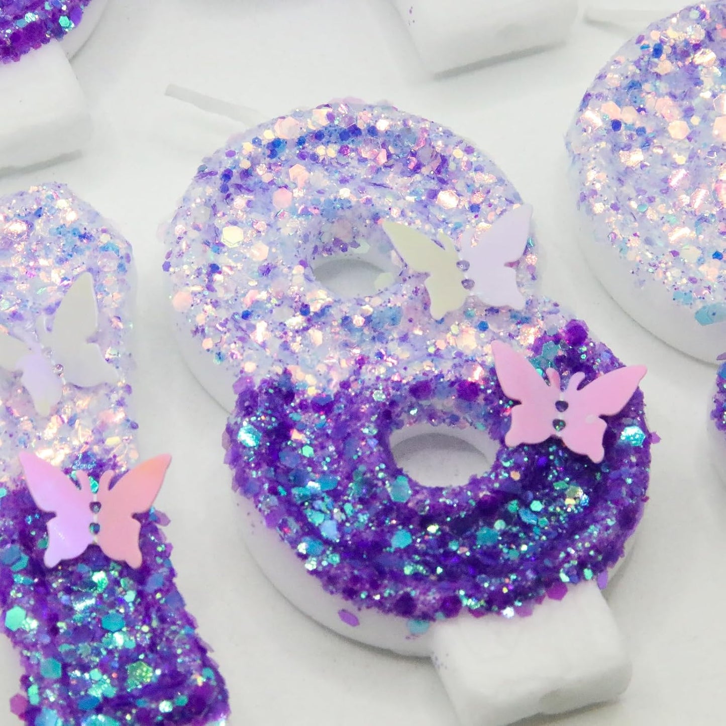 8Th Birthday Candle for Cake，Butterfly Cake Toppers，Butterfly Birthday Decorations，Purple Birthday Candles，for Birthdays,Theme Parties, Celebration, Anniversary