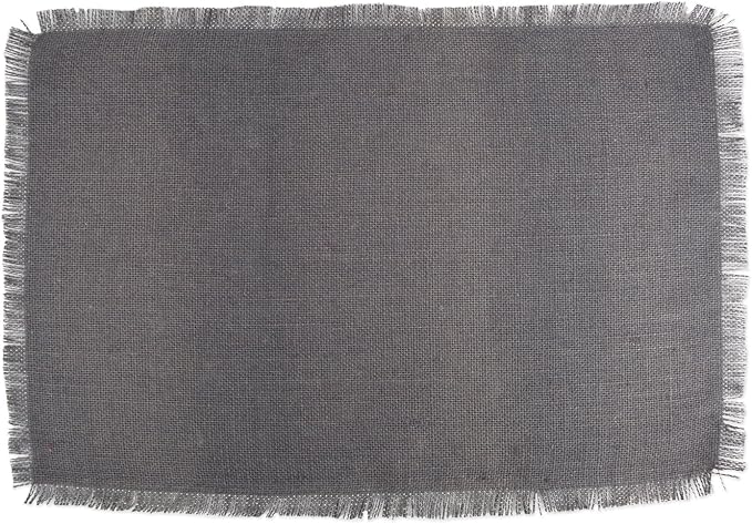 DII Jute Burlap Collection Kitchen Tabletop, Placemat Set, 13x19, Solid Gray, 6 Count