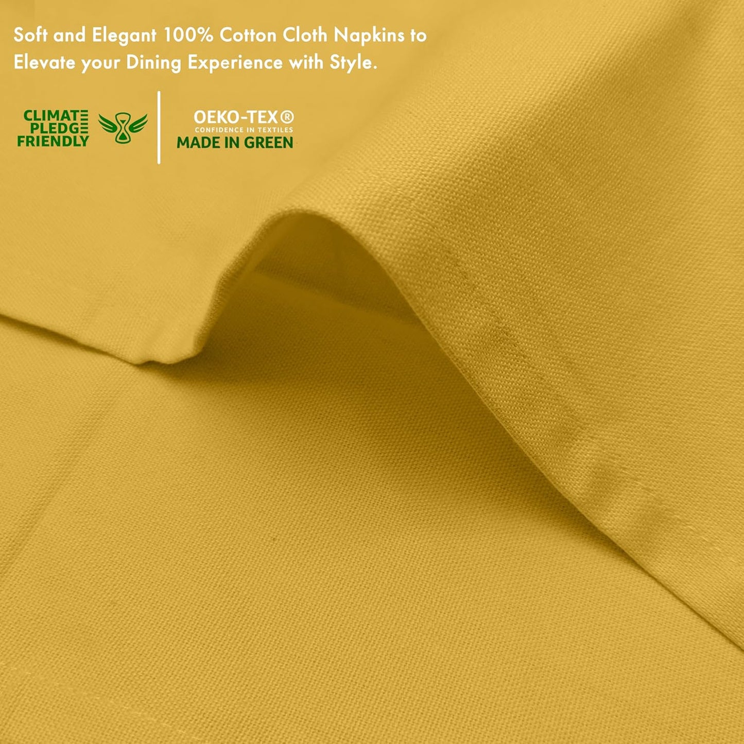 Ruvanti Premium Cloth Napkins Set of 12, 18x18 Inches, 100% Cotton, Washable, Soft & Absorbent, Perfect for Wedding, Christmas, ‎Thanksgiving Dinners -Spicy Mustard