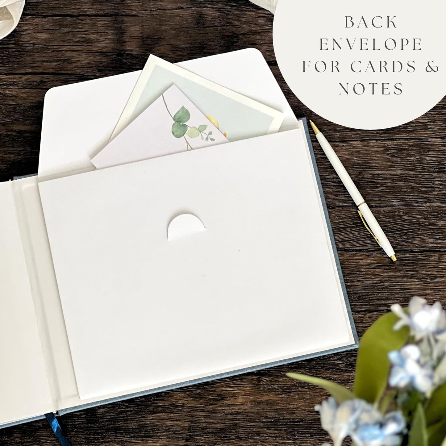 Funeral Guest Book for 2025 Celebration Of Life Memorial Service - Leather Memory Book for Funeral Guests to Sign In with Condolence Memory Table Sign & Back Pocket - Blue Guestbook