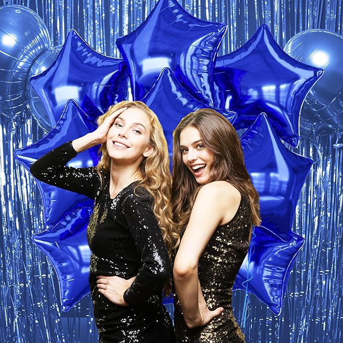 Biapian Blue Star Foil Balloons, 10PCS Dark Blue Foil Stars Shape Balloons, 18 Inch Aluminum Balloon for Helium Pentagram Balloon for Men Boys Birthday, Anniversary, Graduation Party Decoration
