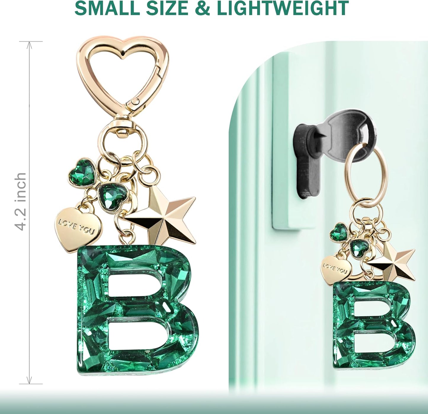 Cute Bling Keychain initial Letter Butterfly Star Pink Purple Gift for Women Girls Bag Cup Charms Accessories