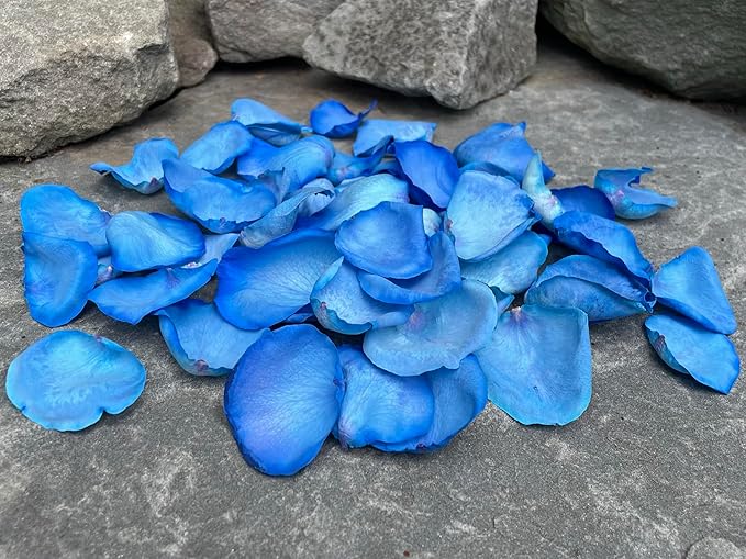 Rose Petals for Wedding Decoration, Bridal Toss, and Aisles, 10 cups, Freeze Dried, Use within 1 month (Blue)