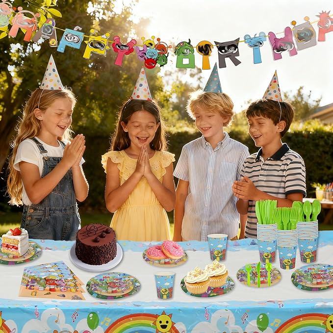 229 PCS Birthday Party Supplies Set – Complete Birthday Decorations with Balloons, Banner, Tablecloth, Cake Toppers, Stickers & Backdrop – Fun Decorations for Kids & Fans