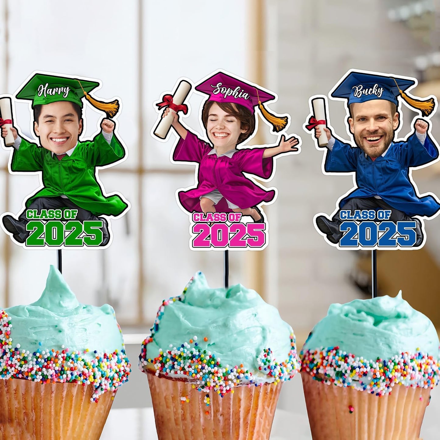 Graduation Cupcake Toppers 2025 - Custom Prom Cupcake Toppers 2025, Personalized Graduation Cake Topper, High School Senior Year College Grad Congratulations Gifts